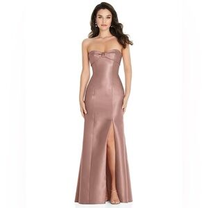Alfred Sung Bow Cuff Strapless Princess Waist Trumpet Gown